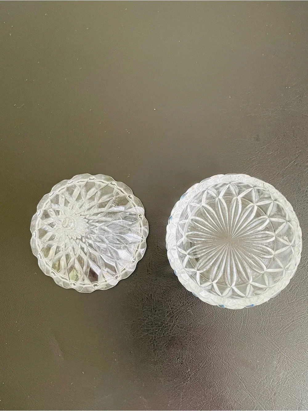Clear Cut Glass Trinket Dish with Pointed Lid